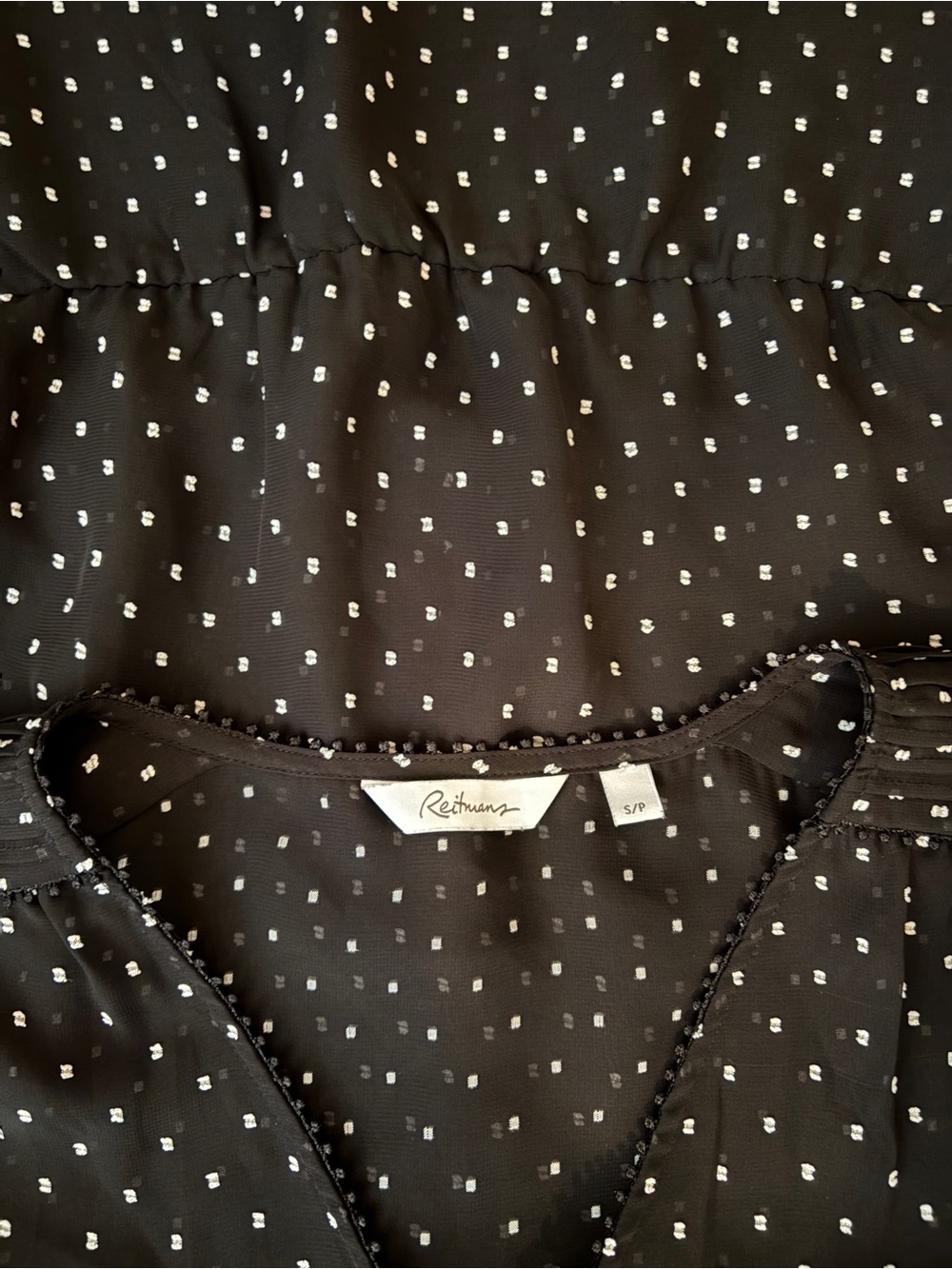 Reitmans Black Swiss Dot Chiffon Blouse | Size Small | Business Casual - Picture 5 of 5